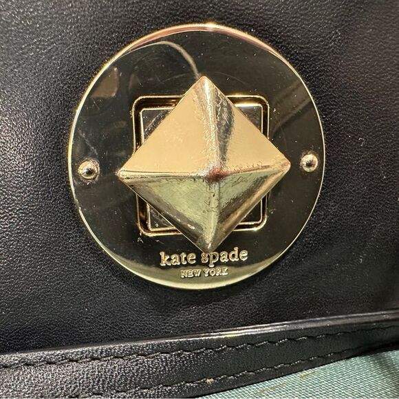 KATE SPADE Brightspot Avenue Sally Crossbody Bag Womens Black Leather Turnlock - Picture 2 of 10